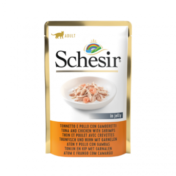 Schesir Cat Plic, cu ton, pui si creveti, 80 gr