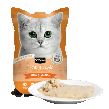 Kit Cat Petite Pouch, hrana umeda pentru pisici, plic cu ton si somon, 1 X 70 gr