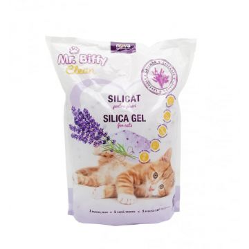 Asternut igienic pentru pisici Mr. Biffy, Silicat, Lavanda, 7.6L