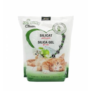 Asternut igienic pentru pisici Mr. Biffy, Silicat, Mar verde, 7.6L