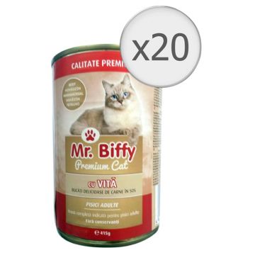 Hrana umeda pentru pisici Mr. Biffy, Vita, 20 x 415g