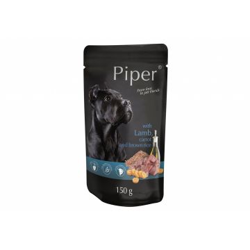 Hrana umeda Piper Adult, Miel, Morcovi si Orez brun, Pachet 4 X 150 g