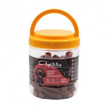 Recompense delicioase pentru caini Agility, carnciori uscati de vita-7cm, 500g