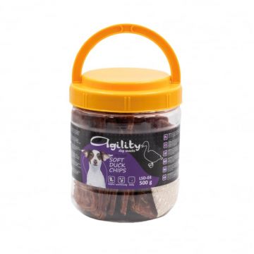 Recompense delicioase pentru caini Agility, chipsuri moi de rata, 500g