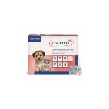 EVICTO caine si pisica 15 mg (< 2.5 kg ) - 4 PIPETE