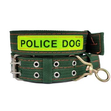 Zgarda groasa Police dog 4/60 cm verde