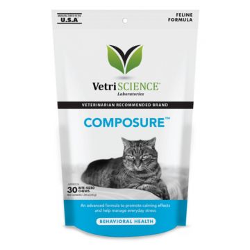 VETRI SCIENCE Composure Felline, Bite-sized Chews, suplimente calmante pisici - 30 CPR MASTICABILE