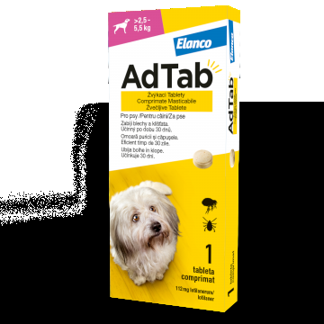 ADTAB 112 MG - 1 COMPRIMAT MASTICABIL PENTRU CÂINI (2.5 KG - 5.5 KG)