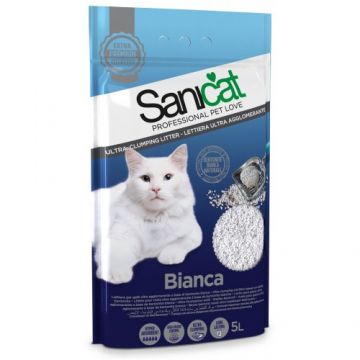 Nisip pentru litiera Sanicat Bianca Ultra Clumping - 5 L