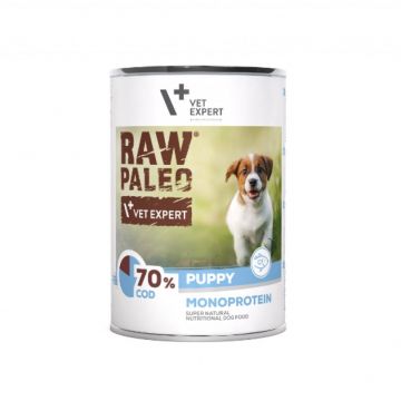 Raw Paleo Puppy, Carne Cod, 400 g