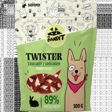 Recompense pentru caini Mr. Bandit TWISTER,iepure, 500g