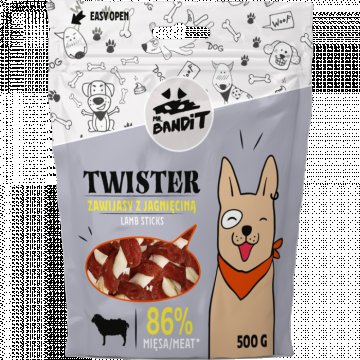 Recompense pentru caini Mr. Bandit TWISTER, miel, 500g