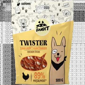 Recompense pentru caini Mr. Bandit TWISTER, pui, 80g