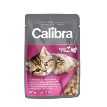 Calibra Kitten Plic Curcan si Pui in sos 100 g