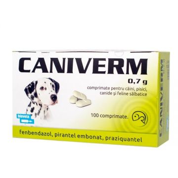 Caniverm palatabil, 0.7 g/ 100 tablete