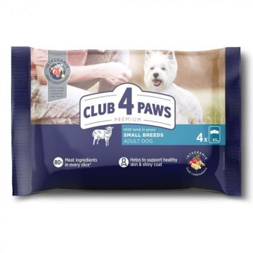 Club 4 Paws, Hrana umeda pentru caini, miel, set 4x85g