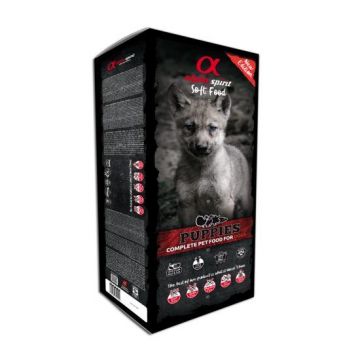 Hrană semi-umedă Premium pentru câine junior Alpha Spirit, mix carne, 9 kg