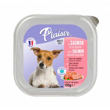 Hrana umeda pentru caini Plaisir, Somon, 32 x 100g