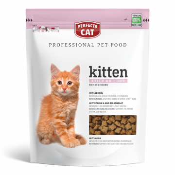 Hrana umeda pentru pisici Perfecto Cat, Super Premium Kitten, pui, 750g