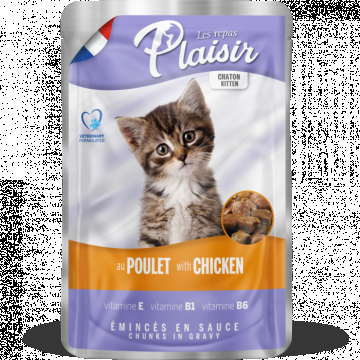 Hrana umeda pentru pisici Plaisir Kitten, Pui, 22 x 100g