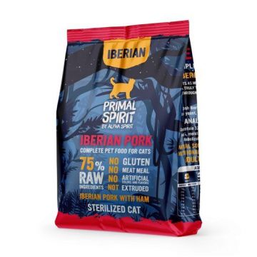 Hrană uscată Premium pentru pisică sterilizată Primal Spirit, cu porc iberic, 1 kg