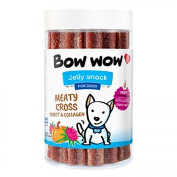 Recompense delicioase pentru caini Bow Wow, betisoare de carne cu insecte, colagen si dovleac, 18 buc