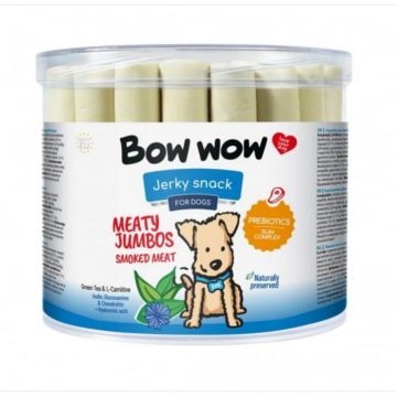 Recompense delicioase pentru caini Bow Wow, carne afumata Jumbos, 35 buc