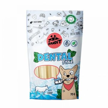 Recompense pentru caini Mr. Bandit DENTAL STARS, vita, 70g