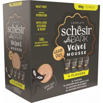 Schesir After Dark Cat Multipack Velvet Mousse, 12x80 g