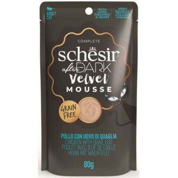 Schesir After Dark Cat Plic Velvet Mousse Pui si Ou de Prepelita, 80 g