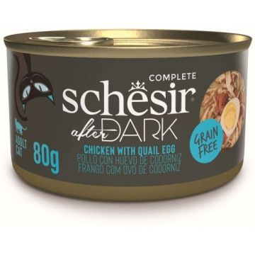 Schesir After Dark Cat Wholefood Pui si Ou de Prepelita, 80 g