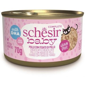 Schesir Baby Cat Pui si Ficat, 70 g