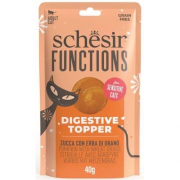 Schesir Functions Digestive Topper Cat Plic Dovleac si Grau, 40 g