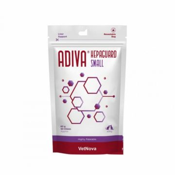 Tablete masticabile pentru sustinerea functiei hepatice, talie mica, ADIVA Hepaguard Chews, VetNova, 30 Tablete