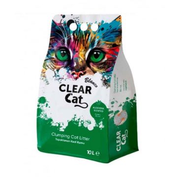 Asternut igienic pentru pisici Clear Cat Blanco, Bentonita, Aloe Vera, 10L