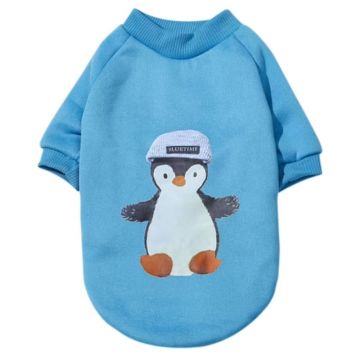 Haina tip hanorac Pufo Penguin pentru caini, sau pisici, marimea L, albastru