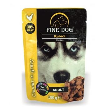 Hrana umeda pentru caini Fine Dog, Pui in sos, 100g