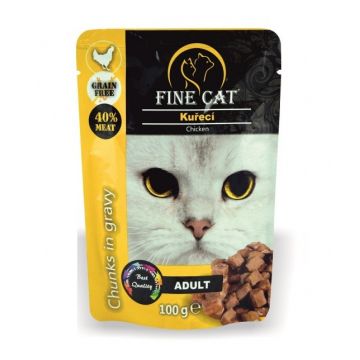 Hrana umeda pentru pisici Fine Cat, Pui in sos, 100g