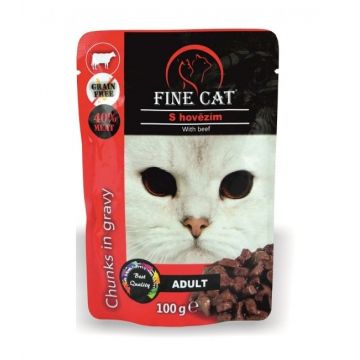 Hrana umeda pentru pisici Fine Cat, Vita in sos, 100g