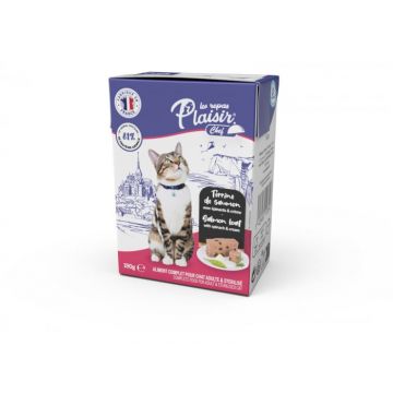 Hrana umeda pentru pisici sterilizate Plaisir Chef, Pate cu somon si spanac, 190g