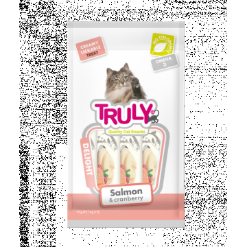 Recompense cremoase pentru pisici, Truly, somon si merisoare, 14g x 5 bucati