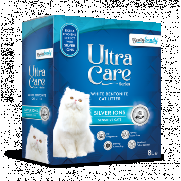 Asternut Igienic Ultra Care Ioni de Argint pentru Pisici Sensibile, 8 L