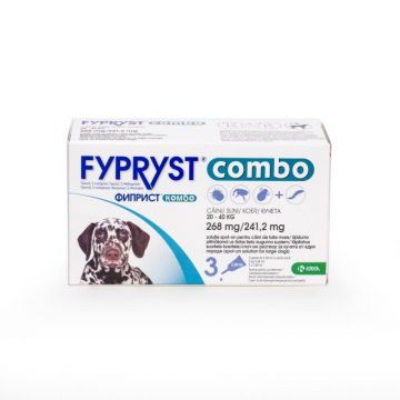 Fypryst Combo Dog L 268 mg pipete antiparazitare caini talie mare (20 - 40 kg), cutie 3 pipete