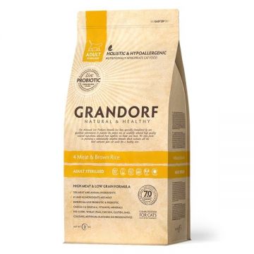 Grandorf Cat, 4 Meat & Brown Rice, Adult Sterilized, 2 kg