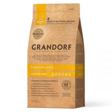 Grandorf Dog, 4 Meat & Brown Rice, Adult Mini Breeds, 1 kg