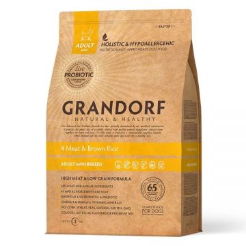 Grandorf Dog, 4 Meat & Brown Rice, Adult Mini Breeds, 3 kg