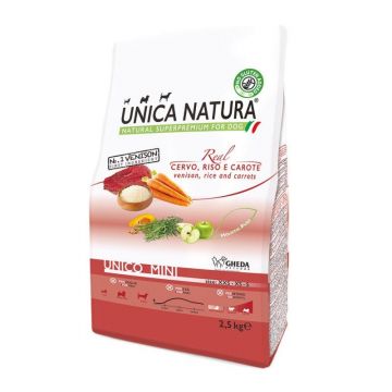 Hrana Uscata Natura Unica Caini Talie Mica cu Cerb, Orez Si Morcovi, 2.5 kg