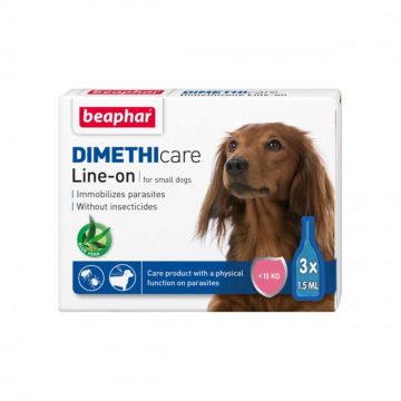 Pipeta antiparazitara DIMETHICARE LINE-ON pentru caini L BEAPHAR 15 kg, 3 pip x 1.5 ml