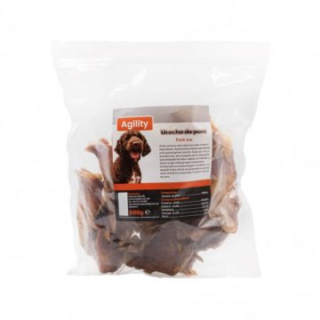 Recompense delicioase pentru caini Agility, Ureche de porc, 500g