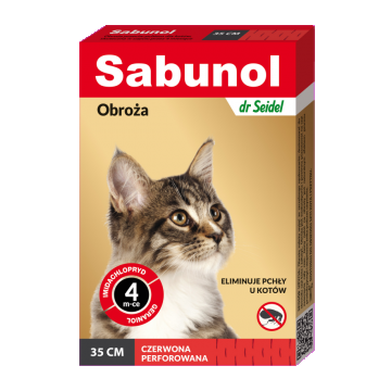 Sabunol Cat, Zgarda Antiparazitara Pisici, Culoare Rosu (35cm)